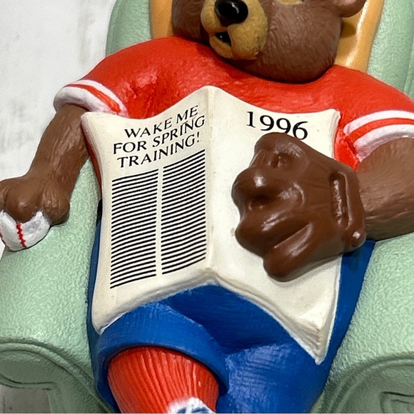 Happy Holi-doze 1996 Hallmark Keepsake Ornament Baseball Bear Sleeping O… - Picture 5 of 13